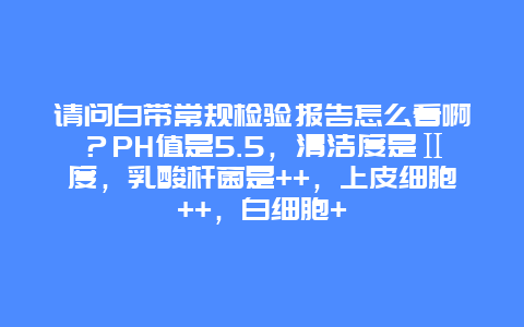 请问白带常规检验报告怎么看啊？PH值是5.5，清洁度是Ⅱ度，乳酸杆菌是++，上皮细胞++，白细胞+