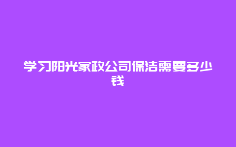 学习阳光家政公司保洁需要多少钱