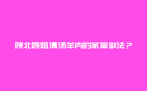 陕北霞姐清汤羊肉的家常做法？