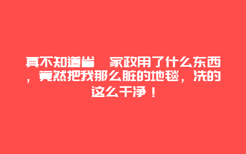 真不知道省鑫家政用了什么东西，竟然把我那么脏的地毯，洗的这么干净！