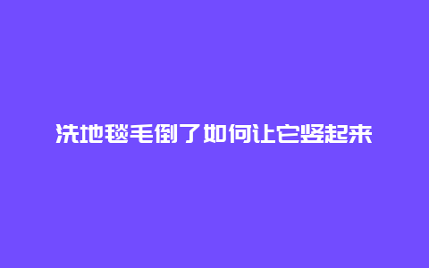 洗地毯毛倒了如何让它竖起来