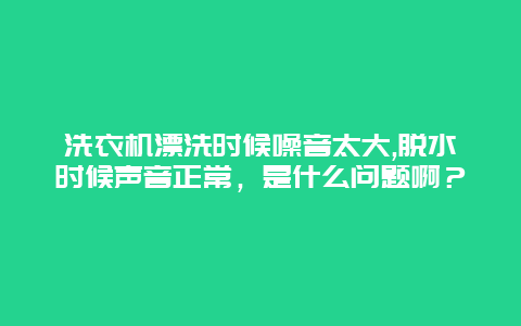 洗衣机漂洗时候噪音太大,脱水时候声音正常，是什么问题啊？_http://www.365jiazheng.com_保洁卫生_第1张