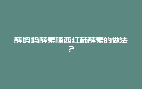 酵妈妈酵素桶西红柿酵素的做法？