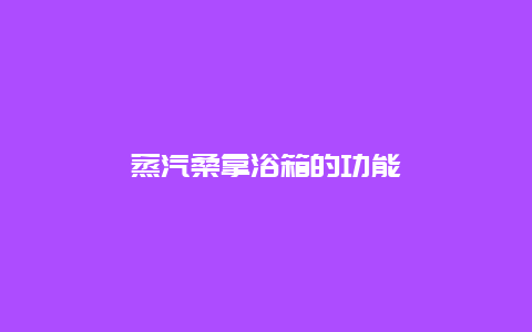 蒸汽桑拿浴箱的功能