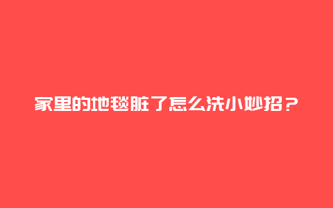 家里的地毯脏了怎么洗小妙招？