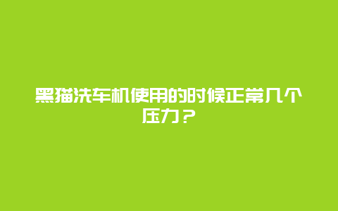 黑猫洗车机使用的时候正常几个压力？_http://www.365jiazheng.com_保洁卫生_第1张