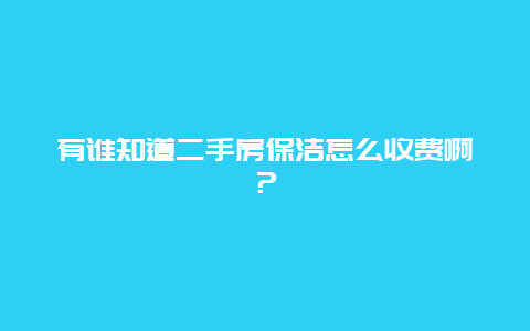 有谁知道二手房保洁怎么收费啊？