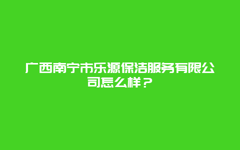 广西南宁市乐源保洁服务有限公司怎么样？