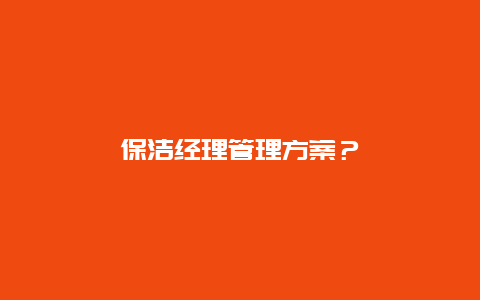 保洁经理管理方案？