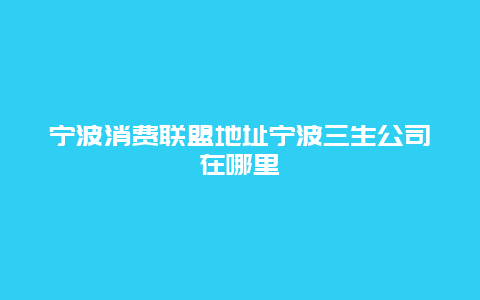 宁波消费联盟地址宁波三生公司在哪里