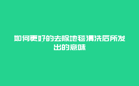 如何更好的去除地毯清洗后所发出的意味