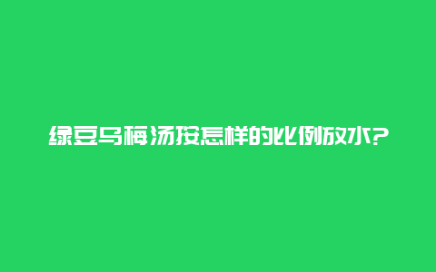 绿豆乌梅汤按怎样的比例放水?