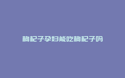 枸杞子孕妇能吃枸杞子吗