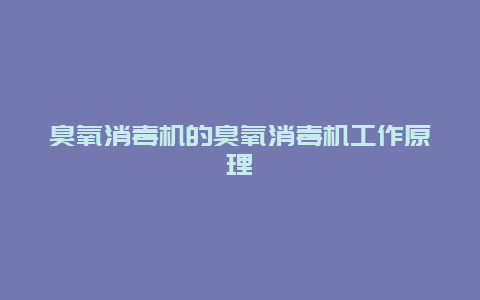 臭氧消毒机的臭氧消毒机工作原理