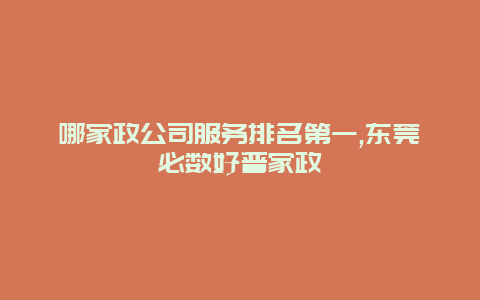 哪家政公司服务排名第一,东莞必数好普家政