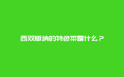 西双版纳的特色菜是什么？