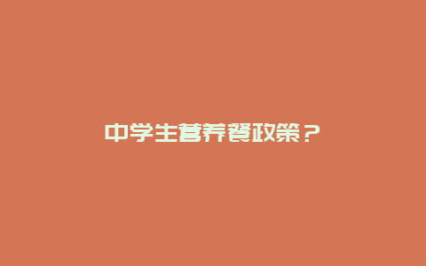 中学生营养餐政策？