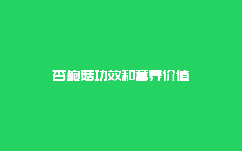 杏鲍菇功效和营养价值