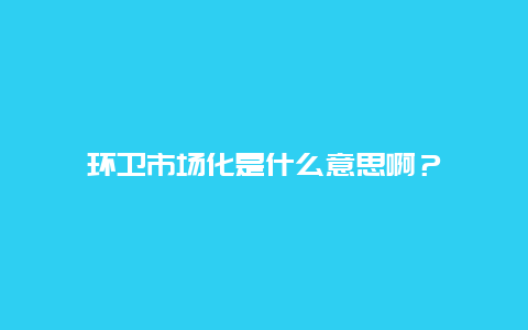 环卫市场化是什么意思啊？