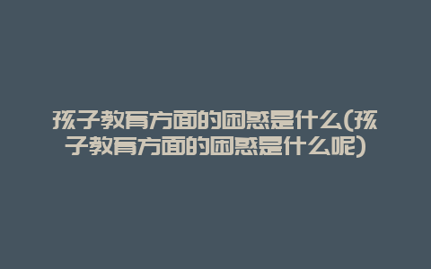 孩子教育方面的困惑是什么(孩子教育方面的困惑是什么呢)