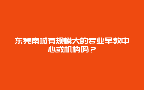 东莞南城有规模大的专业早教中心或机构吗？