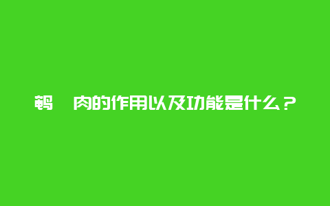 鹌鹑肉的作用以及功能是什么？