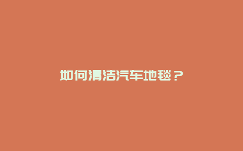 如何清洁汽车地毯？