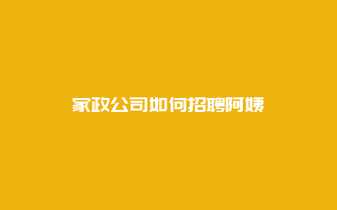 家政公司如何招聘阿姨