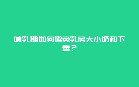 哺乳期如何避免乳房大小奶和下垂？