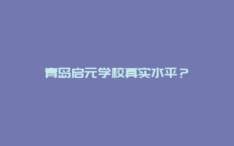 青岛启元学校真实水平？