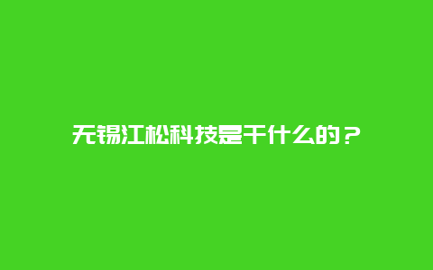 无锡江松科技是干什么的？