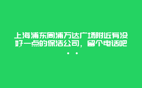 上海浦东周浦万达广场附近有没好一点的保洁公司，留个电话吧··