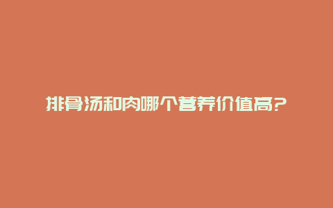 排骨汤和肉哪个营养价值高?