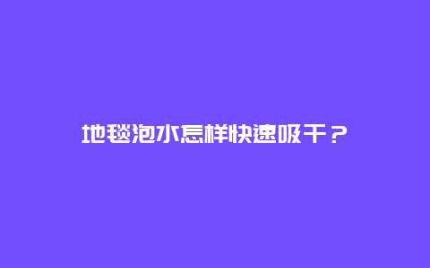 地毯泡水怎样快速吸干？