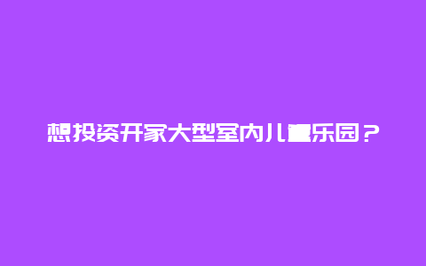 想投资开家大型室内儿童乐园？