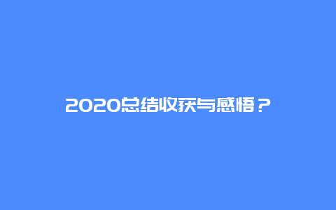 2020总结收获与感悟？