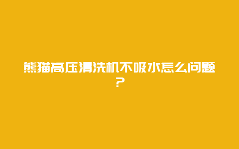 熊猫高压清洗机不吸水怎么问题？