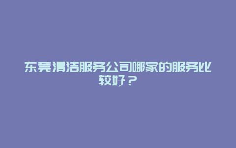 东莞清洁服务公司哪家的服务比较好？