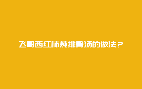 飞哥西红柿炖排骨汤的做法？