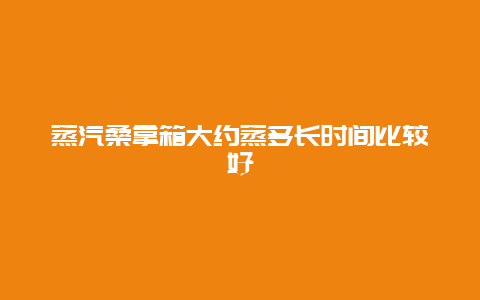 蒸汽桑拿箱大约蒸多长时间比较好