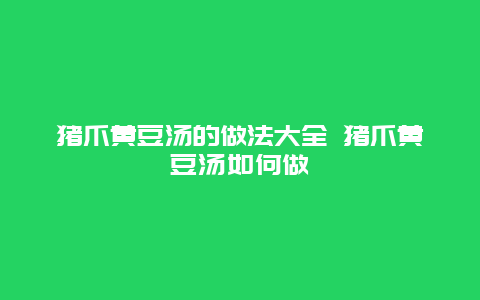 猪爪黄豆汤的做法大全 猪爪黄豆汤如何做