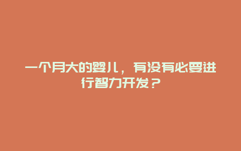 一个月大的婴儿，有没有必要进行智力开发？