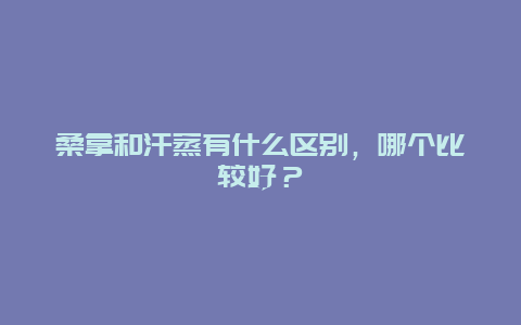 桑拿和汗蒸有什么区别，哪个比较好？