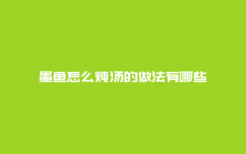 墨鱼怎么炖汤的做法有哪些