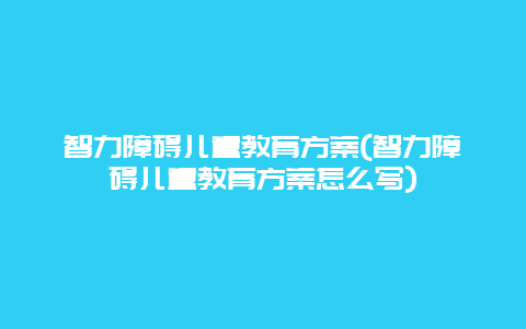 智力障碍儿童教育方案(智力障碍儿童教育方案怎么写)