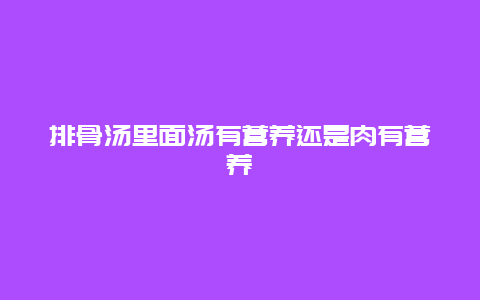 排骨汤里面汤有营养还是肉有营养