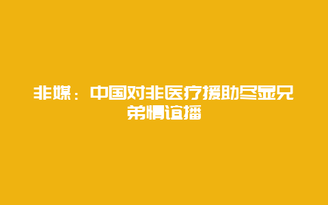 非媒：中国对非医疗援助尽显兄弟情谊播