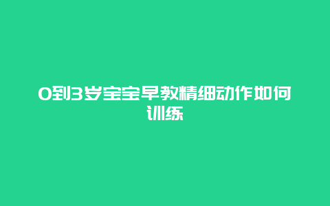 0到3岁宝宝早教精细动作如何训练