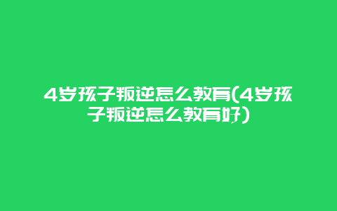 4岁孩子叛逆怎么教育(4岁孩子叛逆怎么教育好)