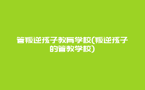 管叛逆孩子教育学校(叛逆孩子的管教学校)